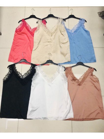 Tílko letní saténové s krajkou dámské (S/M ONE SIZE) ITALSKÁ MÓDA IMWD212087 (Velikost S/M/L, Barva béžová)