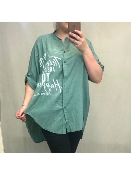 Košile 3/4 dlouhý rukáv dámská (2XL/4XL ONE SIZE) ITALSKá MóDA IM421738/DR (Velikost 3XL/4XL, Barva béžová)
