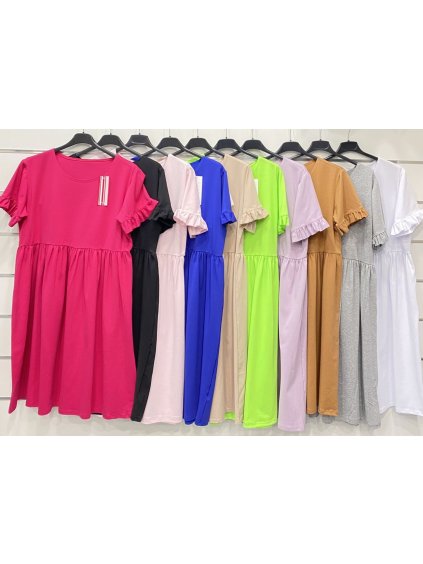 Šaty krátký rukáv dámské (S/M ONE SIZE) ITALSKÁ MÓDA IMWK21368 (Velikost S/M/L, Barva bílá)