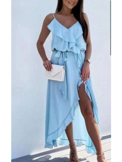 Šaty dlouhé letní na ramínka dámské (S/M ONE SIZE) ITALSKÁ MÓDA IMWY21708/DR (Velikost S/M/L, Barva zelená)