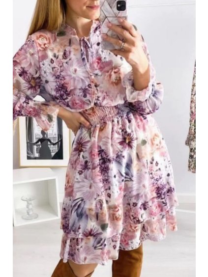 Šaty elegantní dlouhý rukáv dámské (S/M ONE SIZE) ITALSKÁ MÓDA IMWD211191 (Velikost S/M/L, Barva modrá)
