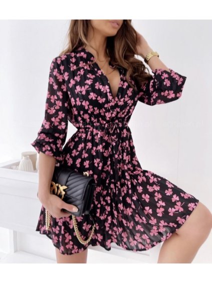 Šaty elegantní dlouhý rukáv dámské (S/M ONE SIZE) ITALSKÁ MÓDA IMWD211362/DR (Velikost S/M/L, Barva Černá)