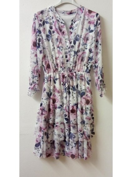 Šaty košilové 3/4 rukáv dámské (S/M ONE SIZE) ITALSKá MóDA IMWD212957/DR (Velikost S/M/L, Barva fialová)