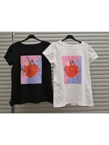 Tričko krátký rukáv dámské (S/M ONE SIZE) ITALSKÁ MÓDA IMWY21609/DR (Velikost S/M/L, Barva bílá)