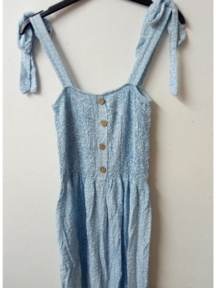 Šaty letní dlouhé na ramínka žabičkované dámské (S/M/L ONE SIZE) ITALSKÁ MÓDA IMWM215803 (Barva zelená mintova)