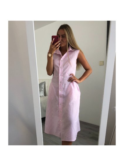 Šaty košilové široká ramínka dámské (S/M ONE SIZE) ITALSKÁ MÓDA IMWA215773/DR (Velikost S/M/L, Barva růžová)