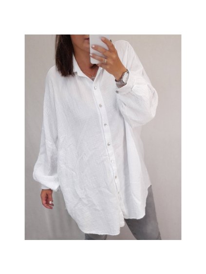Košile tunika dlouhý rukáv dámská nadrozměrné (uni 2XL/3XL) ITALSKÁ MÓDA IM821LUCA/DR
