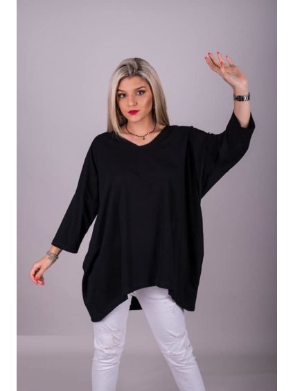 Tunika oversize dlouhý rukáv dámská nadrozměr (2XL/3XL ONE SIZE) TURECKÁ MÓDA IMLI21010/DR (Velikost 2XL/3XL, Barva tmavě béžová)