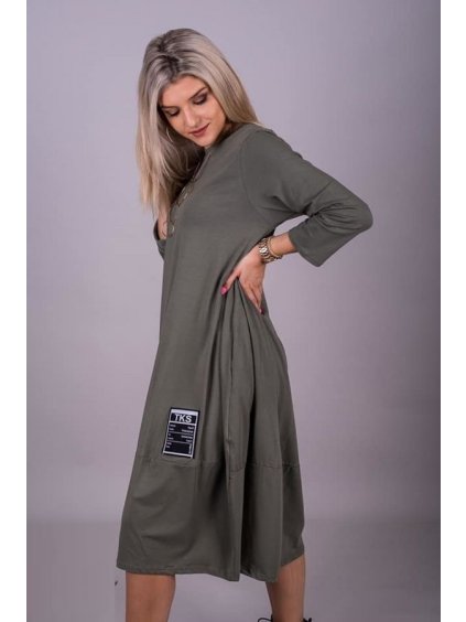 Šaty dlouhý rukáv dámské nadrozměr (XL/2XL ONE SIZE) TURECKÁ MÓDA IMLI21017/DR (Velikost 2XL/3XL, Barva Černá)