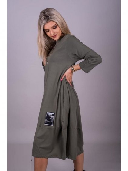 Šaty dlouhý rukáv dámské nadrozměr (XL/2XL ONE SIZE) TURECKÁ MÓDA IMLI21017/DR