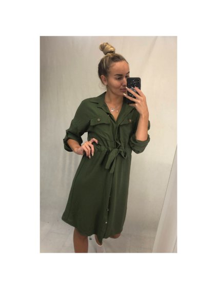 Šaty elegantní dlouhé košilové dlouhý rukáv dámské (UNI S/L) ITALSKÁ MÓDA IMWG21063/DR (Velikost S/M/L, Barva Černá)