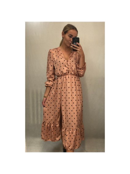 Šaty elegantní dlouhý rukáv dámské (UNI S/L) ITALSKÁ MÓDA IMWA21145/DR (Velikost S/M/L, Barva růžová světlá)
