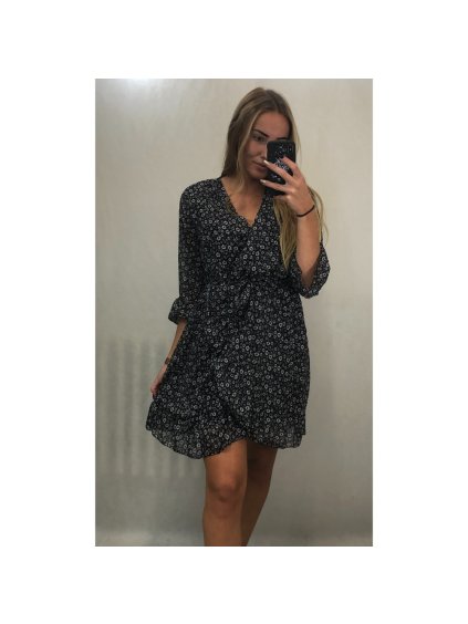 Šaty elegantní dlouhý rukáv dámské (UNI S/L) ITALSKÁ MÓDA IMWD21250/DR (Velikost S/M/L, Barva Černá)
