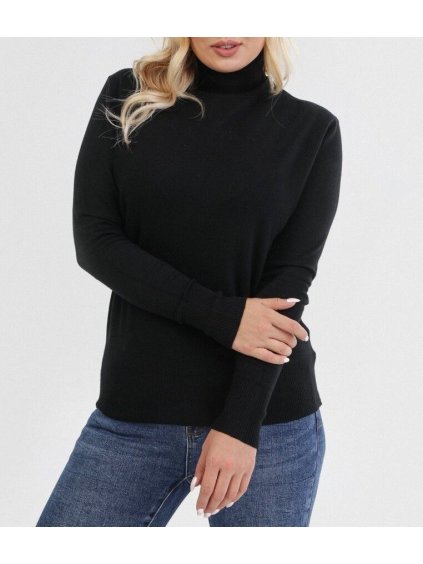 Tričko s rolákem dlouhý rukáv dámské (UNI L/XL) ITALSKÁ MÓDA IMWG216724 (Velikost S/M/L, Barva Černá)