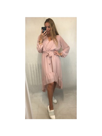 Šaty dlouhé šifonové dlouhý rukáv dámské (S/M ONE SIZE) ITALSKÁ MÓDA IMWT216529/DR