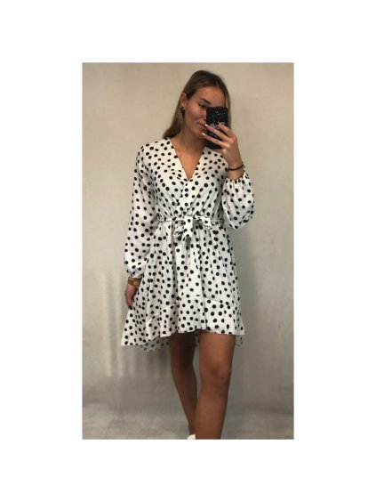 Šaty dlouhý rukáv dámské puntík (S/M ONE SIZE) ITALSKÁ MÓDA IMWE216774/DR (Velikost S/M/L, Barva puntík)