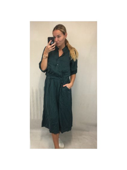 Šaty dlouhé košilové dlouhý rukáv dámské (S/M ONE SIZE) ITALSKÁ MÓDA IMWM216766/DR (Velikost S/M/L, Barva tyrkysová)