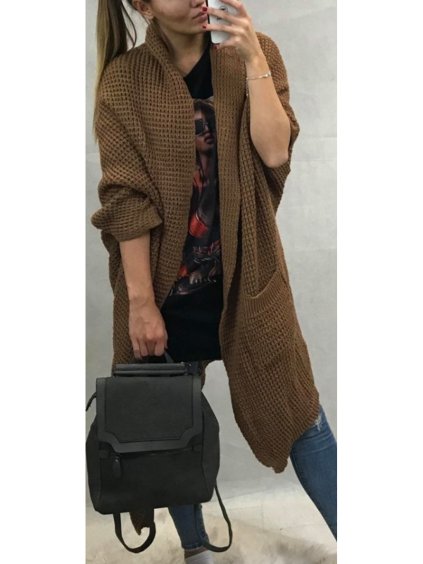 Cardigan svetr pletený bez rukávů dámský (S/M/L ONE SIZE) ITALSKá MóDA IMC21624/DR (Velikost S/M/L, Barva růžová světlá)