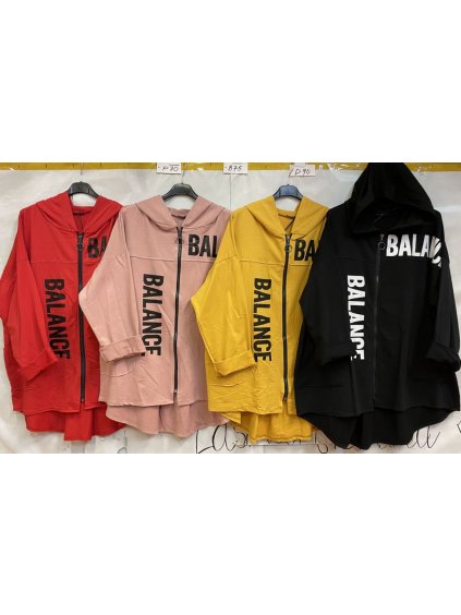 Mikina na zip s kapucí dlouhý rukáv dámská oversize (XL/2XL ONE SIZE) ITALSKÁ MÓDA IM4212078/DR