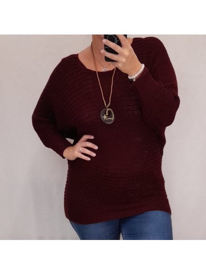Svetr oversize pletený netopýří dlouhý rukáv s přívěškem dámský (L/XL ONE SIZE) ITALSKá MODA IM321535/DR (Velikost S/M/L, Barva béžová)
