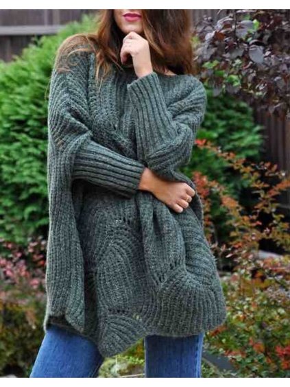 Svetr teplý oversize dlouhý rukáv dámský (XL/3XL ONE SIZE) ITALSKÁ MÓDA IMWA217017
