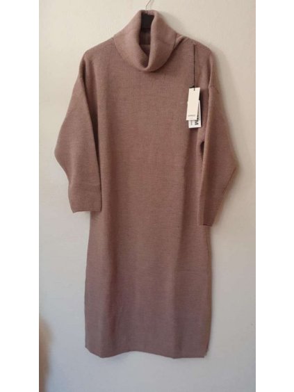 Šaty pletené s rolákem dlouhý rukáv dámský nadrozměr (XL/2XL ONE SIZE) ITALSKÁ MÓDA IM821027 (Velikost XL/2XL, Barva Černá)