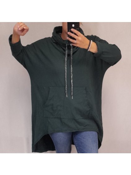 Šaty mikinové dlouhý rukáv s goliérem dámské (XL/2XL ONE SIZE) ITALSKÁ MÓDA IMD21CAPO/DR