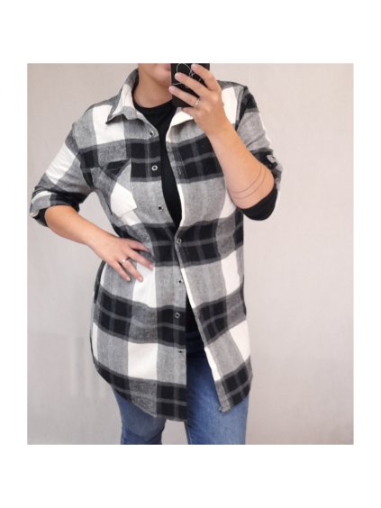 Košile prodloužená flanel dámská (S/L ONE SIZE) ITALSKá MóDA IM421FLAN/DR