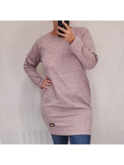 Šaty klasik teplé dlouhý rukáv dámské (2XL ONE SIZE) ITALSKÁ MÓDA IM321534/DR (Velikost 2XL, Barva žlutá hořčicová)