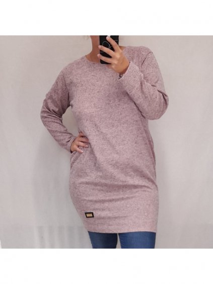 Šaty klasik teplé dlouhý rukáv dámské (2XL ONE SIZE) ITALSKÁ MÓDA IM321534/DR