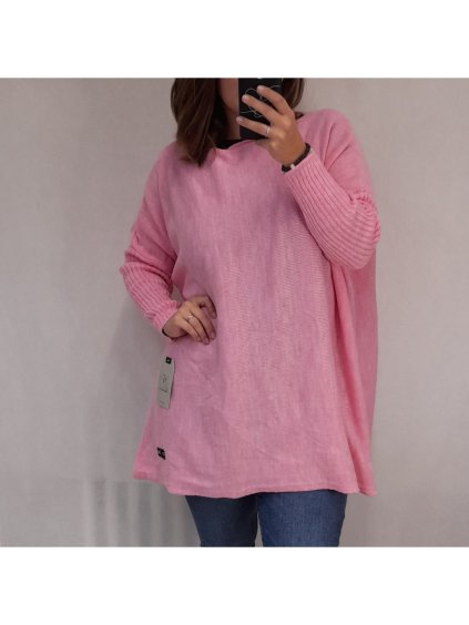 Šaty/Svetr prodloužený pletený dlouhý rukáv dámský nadrozměr (5XL/6XL ONE SIZE) ITALSKÁ MÓDA IMD21881/DR (Velikost 5XL/6XL, Barva Černá)