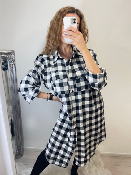 Šaty košilové dlouhý rukáv dámské (L/XL ONE SIZE) ITALSKá MóDA IM720518 (Velikost S/M/L, Barva bílá)