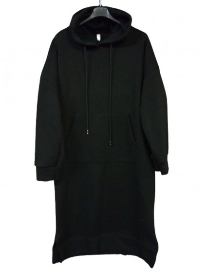 Šaty mikinové s kapucí dlouhý rukáv dámské nadrozměr (XL/2XL ONE SIZE) ITALSKÁ MÓDA IMC211057