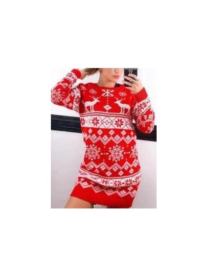 Šaty/svetr vánoční pletené dlouhý rukáv dámské (M/L ONE SIZE) ITALSKÁ MÓDA IMD212041 (Velikost M/L, Barva Černá)