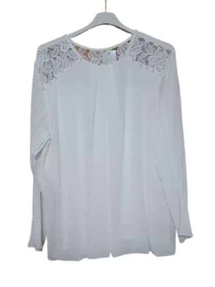 Tunika/halenka dlouhý rukáv dámská nadrozměr  (3XL/4XL ONE SIZE) ITALSKÁ MÓDA IMWQ21216 (Velikost 3XL/4XL, Barva bílá)