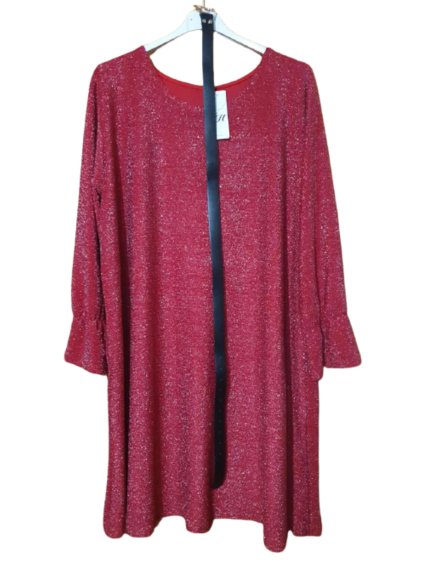 Šaty s páskem dlouhý rukáv dámské nadrozměr (3XL/4XL ONE SIZE) ITALSKÁ MÓDA IMWQ21251 (Velikost 3XL/4XL, Barva Černá)