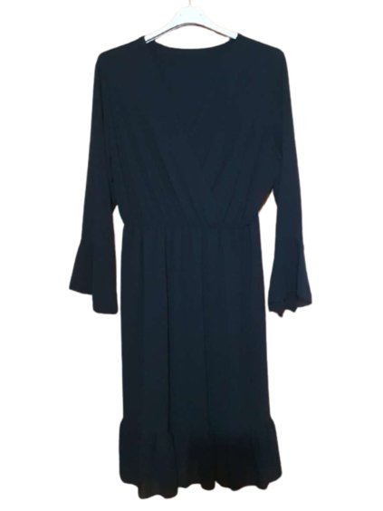 Šaty dlouhý rukáv dámské nadrozměr (XL/2XL ONE SIZE) ITALSKÁ MÓDA IMWQ21243 (Velikost XL/2XL, Barva Černá)
