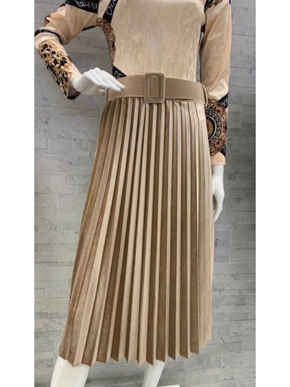 Sukně dlouhá skládaná dámské (S/M ONE SIZE) ITALSKÁ MÓDA IMWM217822/DR (Velikost S/M/L, Barva béžová)