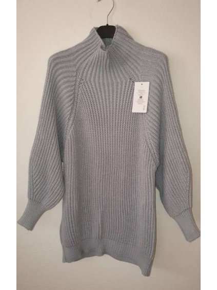 Svetr pletený prodloužený teplý s rolákem dlouhý rukáv dámské (L/XL ONE SIZE) ITALSKÁ MÓDA IM4212332