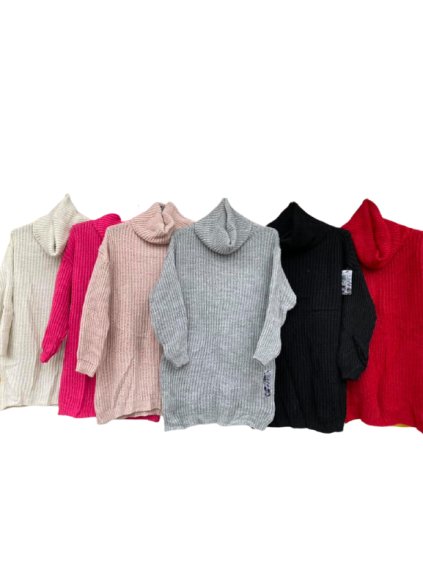 Šaty pletené svetr prodloužený s rolákem dámské (L/XL ONE SIZE) ITALSKÁ MÓDA IMD211186