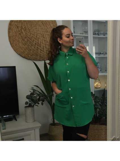 Košile krátký rukáv dámské (4XL-5XL) ITALSKÁ MÓDA IMM219400/DR (Velikost 4XL/5XL, Barva růžová starorůžová)