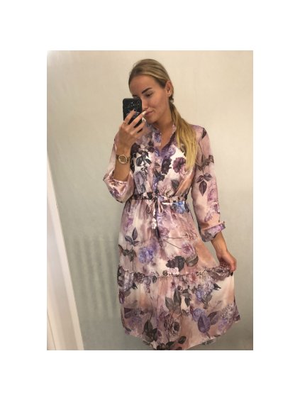 Šaty elegantní košilové dlouhý rukáv dámské (S/M ONE SIZE) ITALSKÁ MÓDA IMWK21397/DR (Velikost S/M/L, Barva modrá)