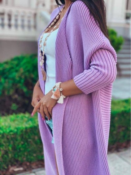 Cardigan pletený tenký dlouhý rukáv dámský (S/M/L ONE SIZE) ITALSKÁ MÓDA IMWK21609/DR (Barva tmavě béžová)