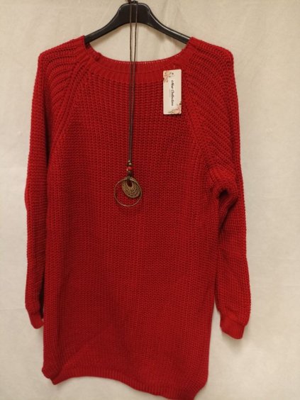 Šaty pletené dlouhý rukáv dámské (S/M ONE SIZE) ITALSKá MODA IM3211205/DR