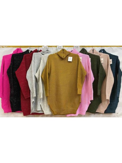 Svetr prodloužený s rolákem dlouhý rukáv dámský (M/L ONE SIZE) ITALSKÁ MÓDA IM4212784