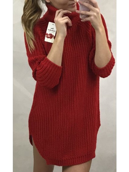 Šaty pletené/svetr prodloužený rolák dámský (M/L ONE SIZE) ITALSKá MóDA IM4212934