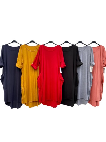 Šaty volnočasové bavlněné krátký rukáv dámské (XL/2XL ONE SIZE) ITALSKÁ MÓDA IMD22023 (Velikost XL/2XL, Barva zelená khaki)