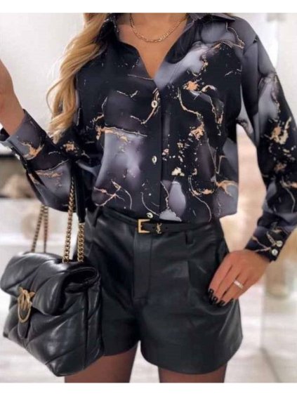 Košile dlouhý rukáv dámská (S/M ONE SIZE) ITALSKÁ MÓDA IMWB22172/DR (Velikost S/M/L, Barva Černá)