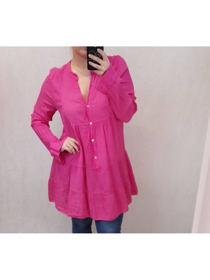 Košile prodloužená dlouhý rukáv dámská (L/XL ONE SIZE) ITALSKÁ MÓDA IMJ22010/DR