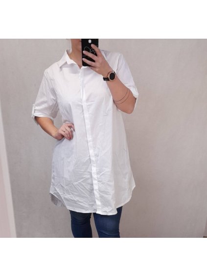 Košile oversize dlouhý rukáv dámské nadrozměr (2XL/3XL OEŇE SIZE) ITALSKÁ MODA IMD22062/DR (Velikost 2XL/3XL, Barva bílá)